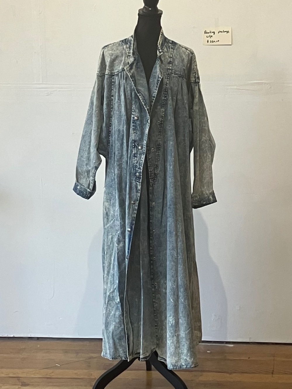 100% cotton denim full length acid wash jacket
